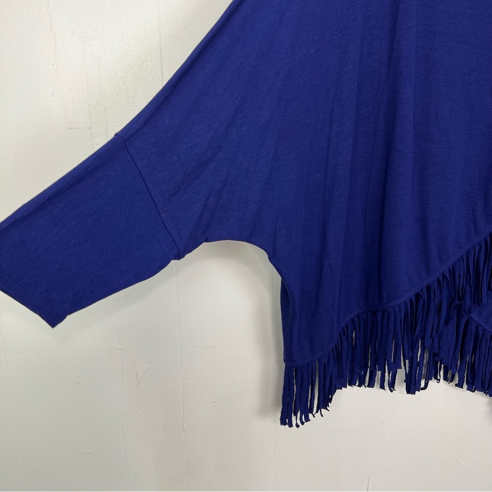 NWT Faith & Zoe Indigo Fringe Sweater Cowl Neck 2X - Picture 4 of 5